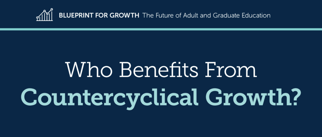 Which institutions benefits from higher education enrollments during economic recessions