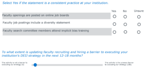 Example of survey questions - Institutional Strategy Index for DEIJ