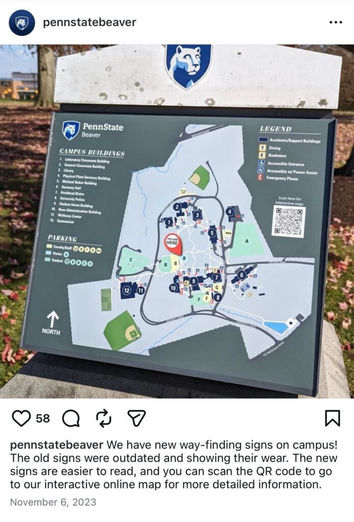 Campus map at Penn State.